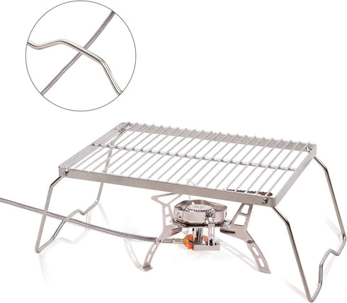 REDCAMP 13.6" Small Folding Campfire Grill - 304 Stainless Steel Portable Grill with Carrying Bag