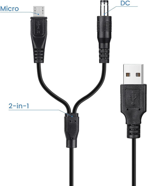 2-Pack Charger Cord for Bousnic Dog Shock Collar RS2A and RS2B, 2-in-1 USB Charging Cable
