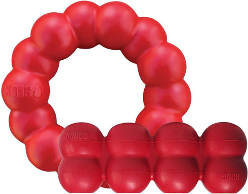 KONG Ring and Goodie Ribbon - Durable Rubber Chew Toy and Treat Dispensing Toy for Large Dogs