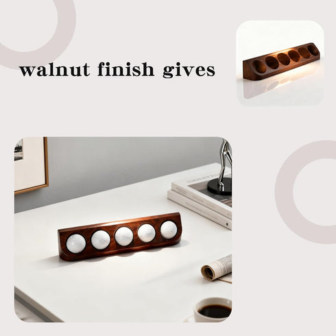 HPZIHYNAP 2-Pack Walnut Wood Golf Ball Display Case Wall Mount - Golf Ball Holder for Collector Sport Memorabilia Decor