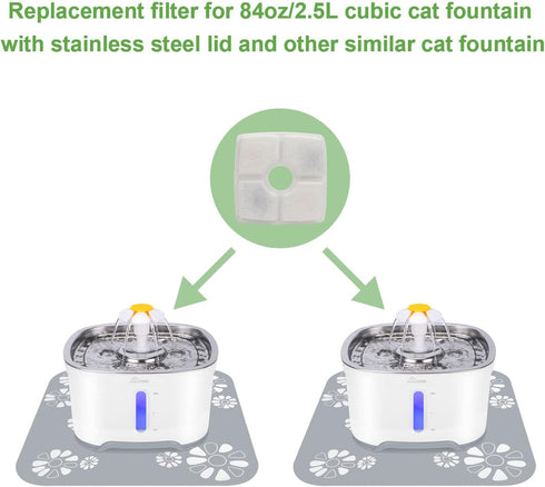 Wonder Creature Cat Water Fountain Filter, 8 Replacement Filters & 4 Pre-Filter Sponges for 2.5L Pet Fountain