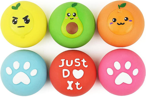 Squeaky Dog Toys, Soft Latex Rubber Ball for Small Dogs, Cute Bounce Squeak Toys with Funny Face