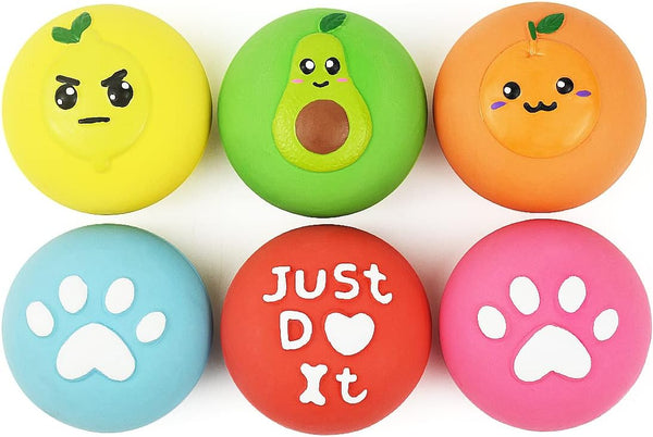 Squeaky Dog Toys, Soft Latex Rubber Ball for Small Dogs, Cute Bounce Squeak Toys with Funny Face
