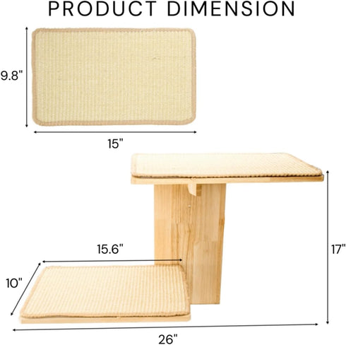 2 2 Cat Wall Shelves, Wall Mount Adult Cat Tree with Steps Sisal Scratch Mats, Solid Wood Kitten Bed Pet Climber