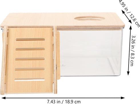 LOGOFUN Hamster Sand Bath Container Transparent Digging Sand Box Acrylic Hamster Bath Box with Cover and Climbing