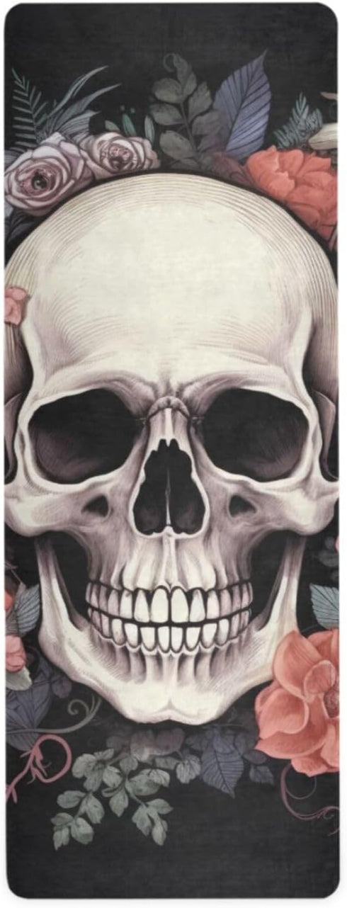 Skull Yoga Mat for Women Men 71" x 26" Non Slip Exercise & Fitness Mat with Storage Bag