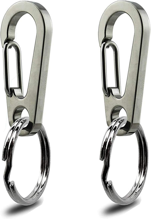 IVIA Dog Tag Clips, 2 Pack, 304 Stainless Steel Quick Clip with Rings for Small Pet Collars and Harnesses (Grey)
