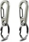 IVIA Dog Tag Clips, 2 Pack, 304 Stainless Steel Quick Clip with Rings for Small Pet Collars and Harnesses (Grey)