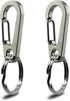 IVIA Dog Tag Clips, 2 Pack, 304 Stainless Steel Quick Clip with Rings for Small Pet Collars and Harnesses (Grey)