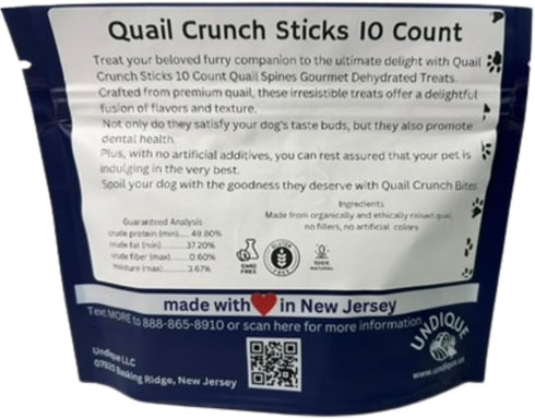 Quail Crunch Sticks Dog Treats, 10 Count - Tasty Chews for Dogs