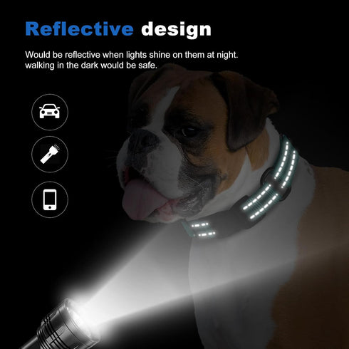 Reflective Martingale Dog Collar with Quick Release Buckle, Adjustable Soft Padded Nylon Collar for All Dogs