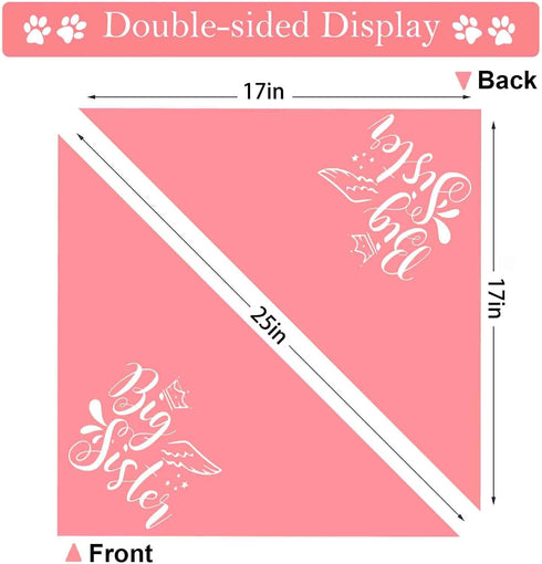 2 Pack Big Sister Big Brother Dog Bandanas, Adjustable Double Sided Pet Bandana for Pregnancy Announcement, Triangle