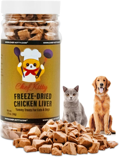 Freeze Dried Chicken Liver Cat & Dog Treats: 100% Human Grade Chicken, Healthy Raw Food, 1.75 oz