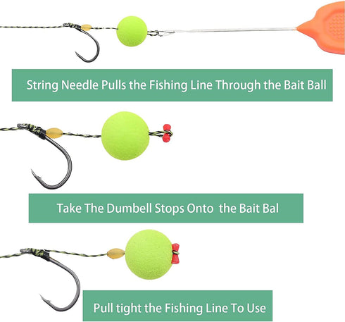 YOTO Carp Fishing Hair Rigs - 24 Pcs High Carbon Steel Curved Barbed Hooks with Swivels and Boilies