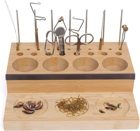 Raprance Wooden Fly Tying Fishing Kit Organizer, Desktop Storage Rack for Tying Tools