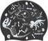 Sporti Silicone Swim Cap with Graphic Design, Non Slip, Easy Wear and Removal, Dimension Height 7.6" Opening 7.5"