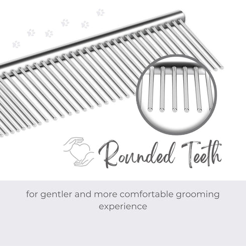 Flexzion Pet Grooming Comb, Stainless Steel Cats Dogs Puppy Medium Animals Hair Fur Trimmer Deshedding Brush Accessory