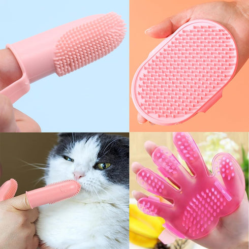KEEPLKVOC 9PCS Gromming Pet KitCleaning Brush Removes Loose Hair, Pet Bath Brush,Shampoo Brush, Nail Clipper, Flea Comb