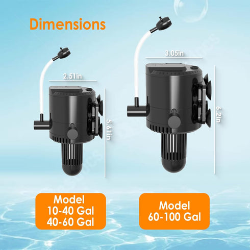 AquaMiracle 210GPH Aquarium Powerhead Pump, Double Water Outlet & Aeration for 40-60 Gallon Tanks