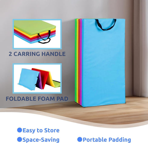 5-Panel 77''x30''x1.4'' ZENY Folding Gymnastics Mat, Gym Mat Tumbling Mat with Carry Handles for Home Workouts, Yoga