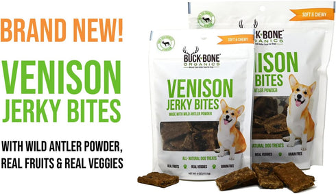 Buck Bone Organics Venison Jerky Bites with Real Antler Powder, Made in The USA… (12 OZ Bag)