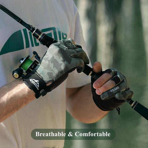 UPF50+ Sun Protection Gloves for Men and Women, 3/4 Fingerless Fishing Gloves for Outdoor Activities