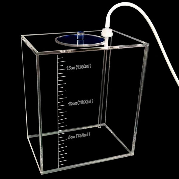 Acryli Made Dosing Container, Liquid Storage Bucket for Aquarium Air Pump Accessories, 2.5L Blue Lid