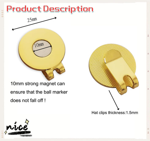 Magnetic Golf Hat Clip, Golf Ball Marker Holder, Clips without Ball Marker