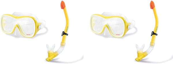 Intex Wave Rider Hypoallergenic Latex Free Mask & Easy Flow Snorkel Set (2 Pack)
