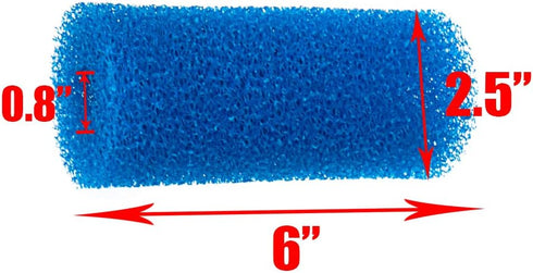 Xiaoyztan 6Pcs Aquarium Pre-Filter Sponges, 6.0 x 2.5 Inch Foam Filter Cartridges with 0.8" Hole Diameter (Blue & Black)