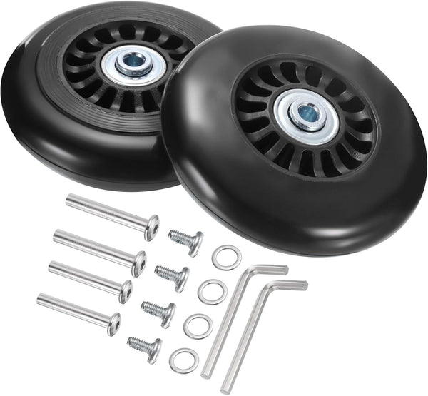uxcell Luggage Wheels Replacement, 87 x 24 mm Rubber Swivel Caster Bearing Wheels Repair Kits for Suitcase, Inline Skate