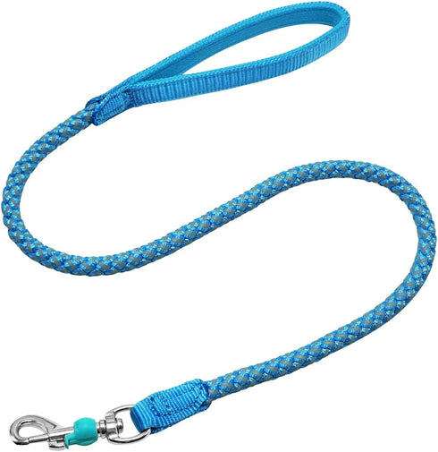 Rope Dog Leash - 2/3/4/6/10 Foot Reflective Heavy Duty Nylon Braided Training Leash for Large Medium Small Dogs (Sky