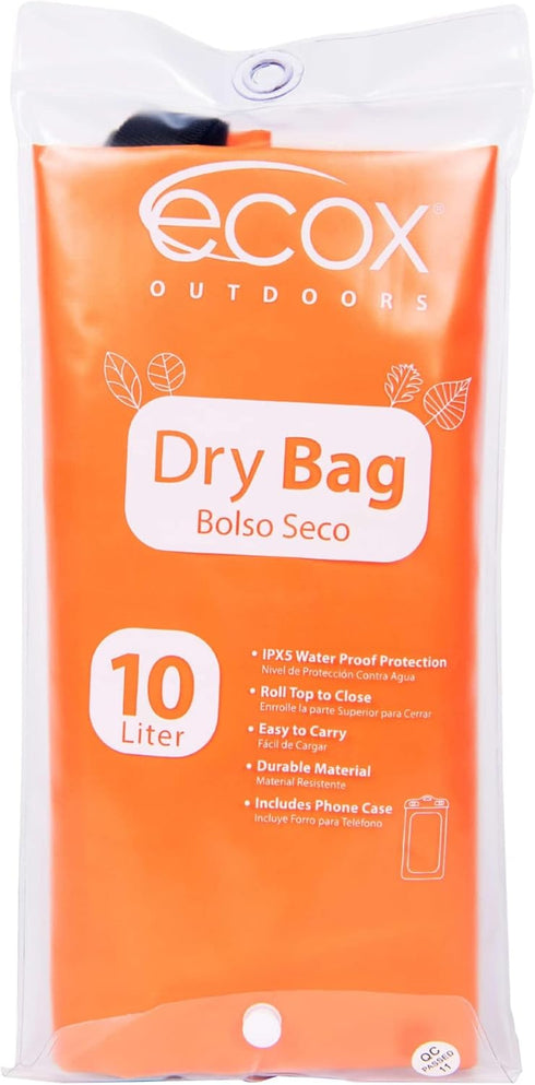Outdoors Waterproof Dry Bag for outdoors activities High grade 500D PVC Construction Includes Waterproof Phone Case and side Strap for easy carry 10L Orange DB10LOR