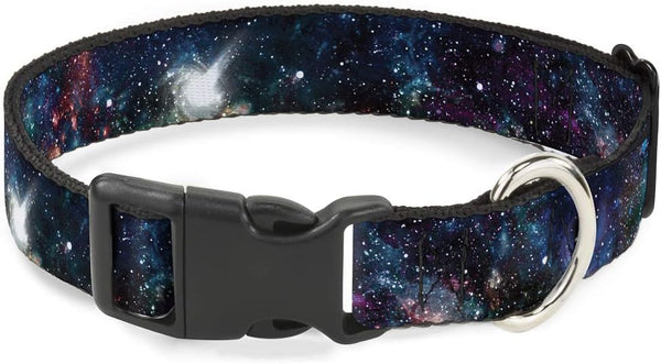 Buckle-Down Plastic Clip Collar - Galaxy Collage - Large, 1" Wide, Fits 15-26" Neck
