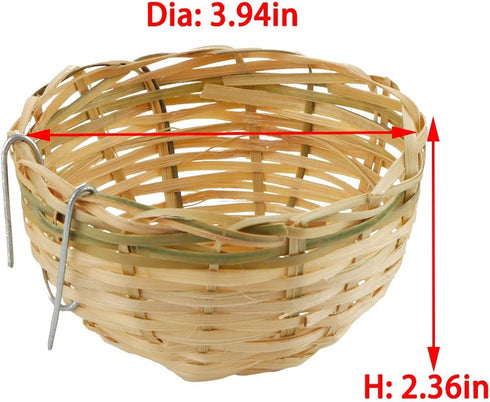 VTurboWay 4 Pack Tiny Handwoven Bamboo Bird Nest Cage, Hatching Breeding Cave for Small Birds