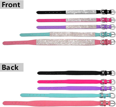 Rhinestone Dog Collar, Cute Dazzling Soft Suede Leather Dog Cat Collar, Crystal Diamond Pet Collar