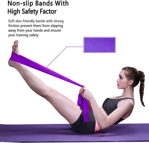 Resistance Bands Set, Long Exercise Bands for Arms, Shoulders, Legs, Butt, Workout Stretch Bands for Therapy