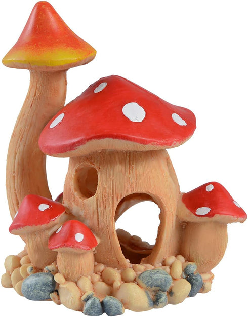 Aquarium Mushroom House, Fish Tank Cave Ornament for Pleco Caves and Fairy Garden Decorations