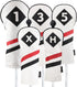 Majek Retro Golf Headcovers, White Red and Black Vintage Leather Style for 1, 3, 5, X H Driver Fairway Covers