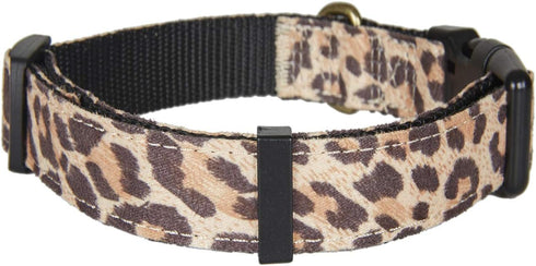 Dog Collar Cheetah Pattern, Wear Resistant Fabric, Comfortable and Durable for Medium Dogs (Neck: 12"-18")
