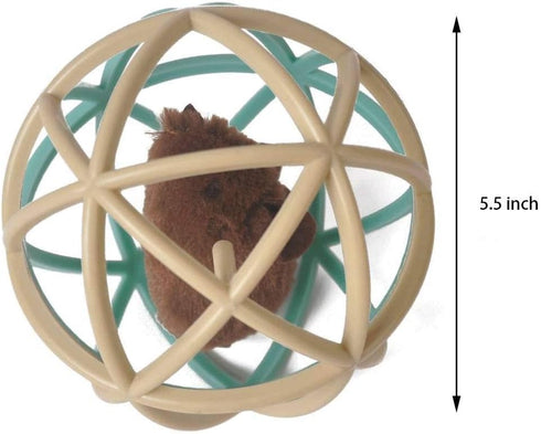 ALBOLET Cat Toy Ball, Cat Mouse Ball Cage, Squeak Mouse Toy, Cat Ball Toy for Fun and Play