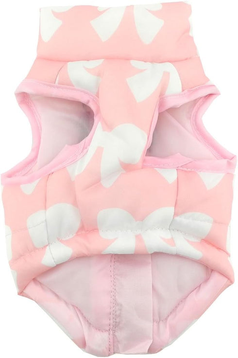 SMALLLEE_LUCKY_STORE New Soft Padded Vest Harness for Small Dogs - Pink Bow, Model: BFL049-Pink-L, L(Chest 17.7" Back