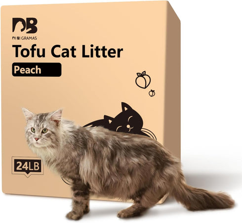 Cat Litter 24LB/4 Packs Dust-Free Clumping Tofu Cat Litter, Quickly Absorbs Odors, Flushable (Peach)