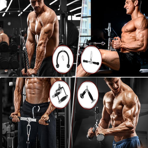 Yes4All Double D Row Handle Cable Attachment for Weight Workout, LAT Pull Down V Bar, 880LBS Capacity, Home Gym
