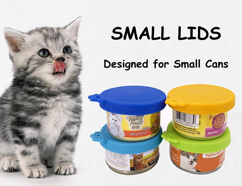 Comtim 4 Pack Cat Food Can Lids - Silicone Small Pet Food Can Covers for 3 oz Cat Food Cans