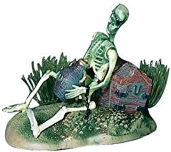 Penn-Plax Action Air Pirate Skeleton with Jug & Treasure Chest, Live-Action Aerating Aquarium Ornament