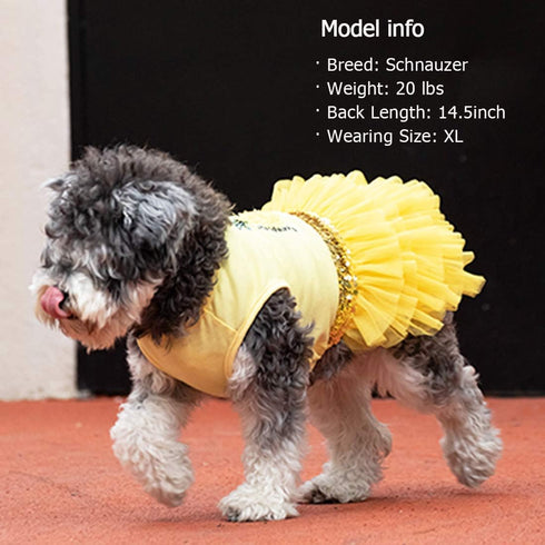 KYEESE Dog Dress, Pineapple Yellow Tiered Beach Dresses for Dogs