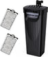 Fish Tank Filter (3.5W), Low-Water Turtle Tank Filter for Small Fish Tanks up to 15 Gallons, 2 Cartridges