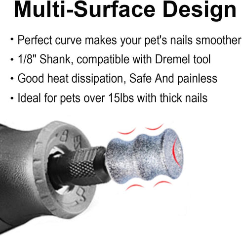 Dog Nail Trimmer Tools for Dremel, Paws Grooming & Smoothing for Medium Large Dogs, 1/8" Dog Nail Grinder Attachment