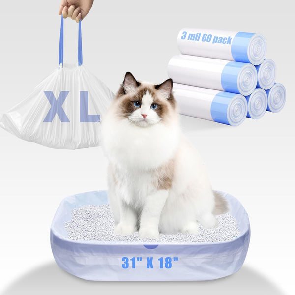 60 Pack Large litter box liners - 3MIL Extra Thick Leakproof Litter